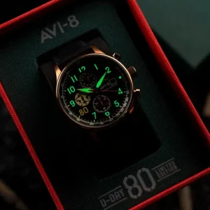 Homme AVI-8 Montre Hawker Hurricane Classic D-DAY 80 Edition Limitée AV-4011-1D