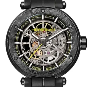 Homme Herbelin Montre Newport Carbon Titane Squelette Edition Limitée 1888SQCTN14CA