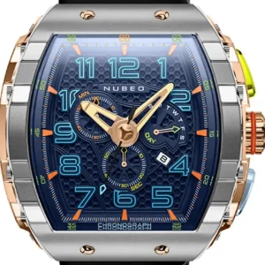 Homme NUBEO Montre Magellan Chronographe Retrograde Asteroid Bleu NB-6088-01