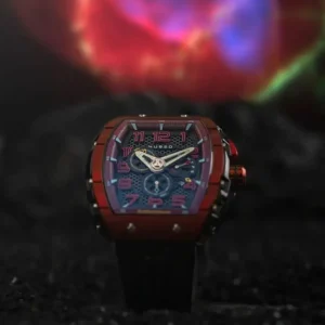 Homme NUBEO Montre Magellan Chronographe Retrograde Crimson Red NB-6088-03