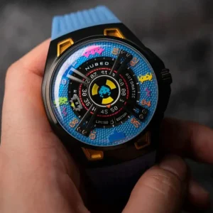 Homme NUBEO Montre Space Invaders Cosmics Blue Edition Limitée Automatique NB-6099-SI-03